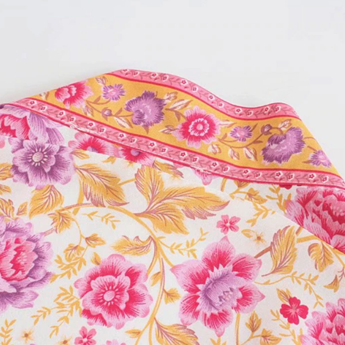 Petal Pink Boho Floral Print Midi Robe