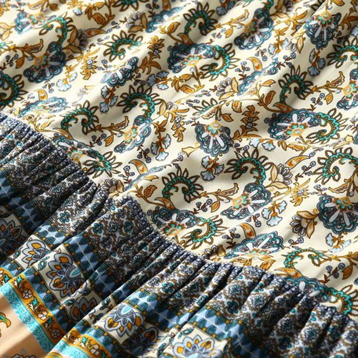 Blue Haven Boho Floral Print Midi Skirt