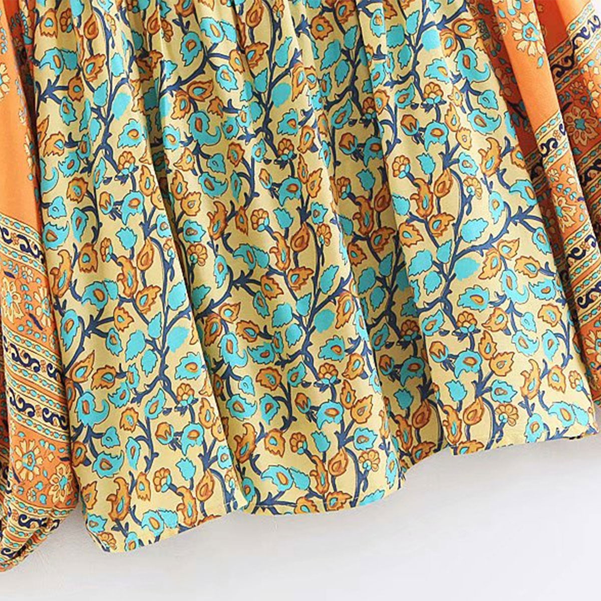 Tuscan Sun Boho Floral Print Long Sleeve Blouse