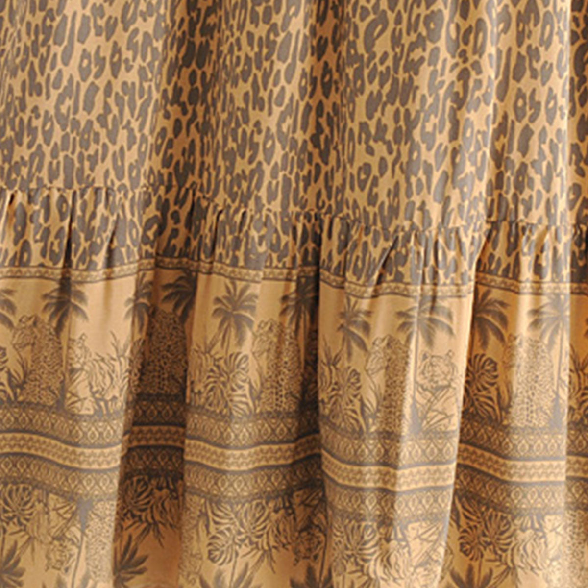 Tawny Brown Cheetah Print Boho Maxi Skirt