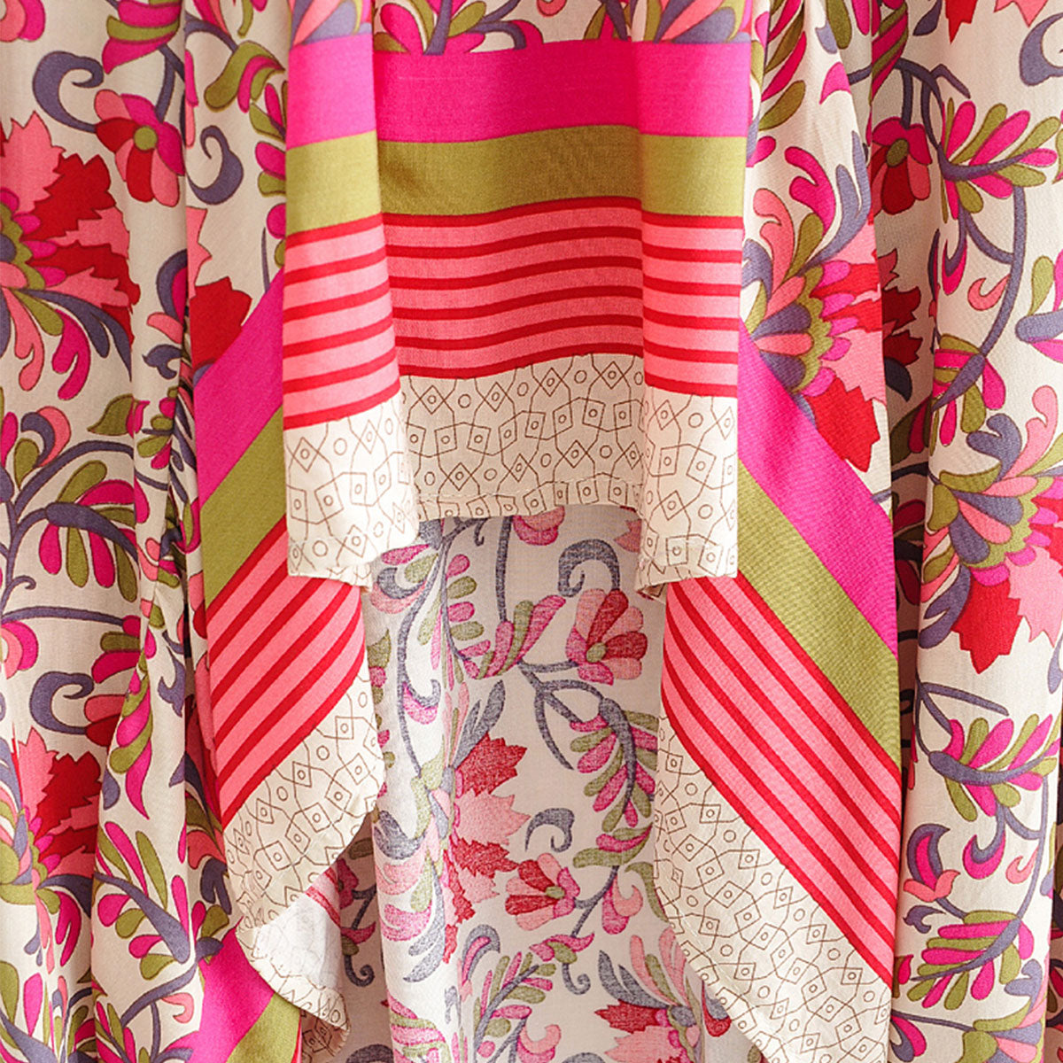 Fantasy Rose Boho Floral Print High-Low Maxi Skirt