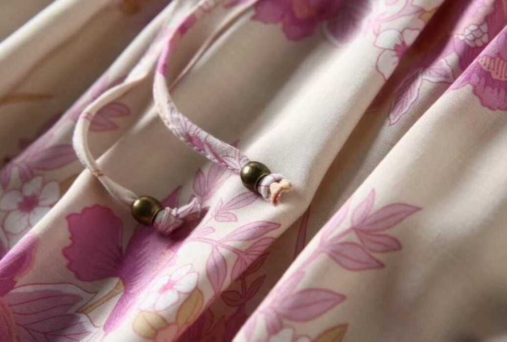 Pink Lovebird Boho Floral Print Midi Skirt