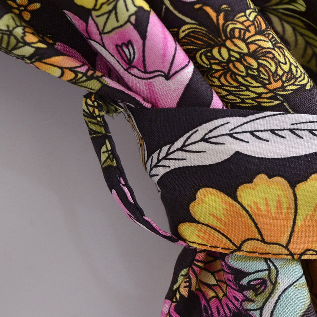 Dark Butterfly Boho Floral Print Short Robe