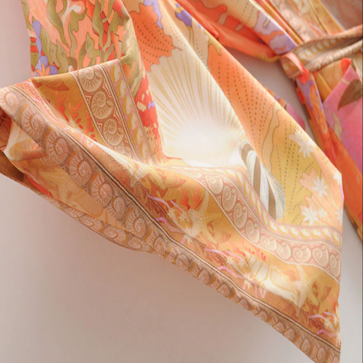 Mermaid Paradise Orange Boho Maxi Robe