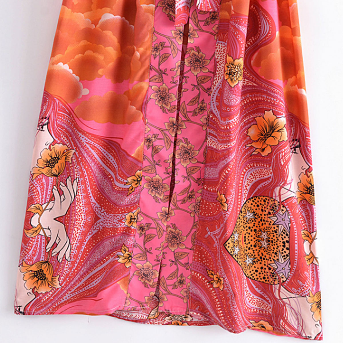 Moonstruck Pink Goddess Boho Kimono Maxi Robe