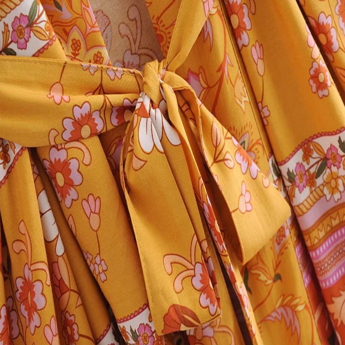 Golden Orange Boho Short Robe