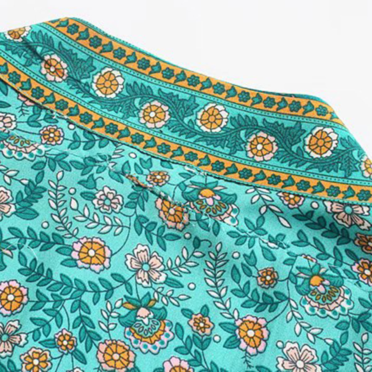 Rivulet Green Boho Floral Print Midi Robe