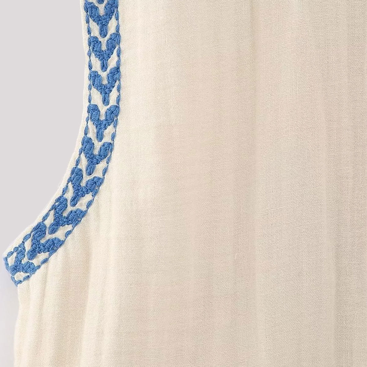 Blue Blooms Boho Floral Embroidered Vest