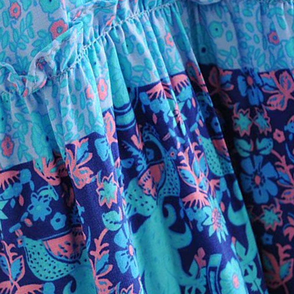 Island Sea Boho Floral Print Maxi Skirt