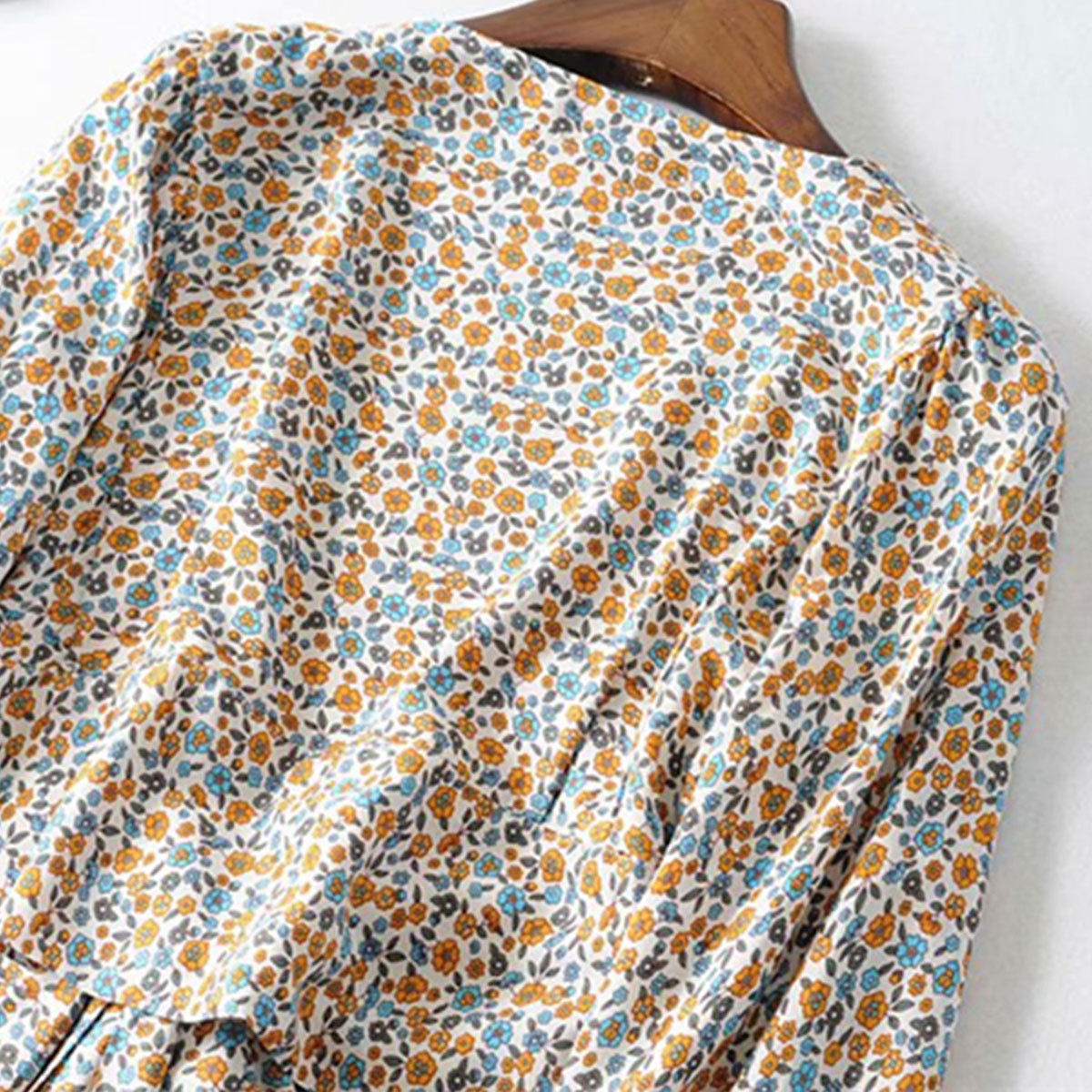 Jasmine White Boho Floral Print Long Sleeve Crop Top
