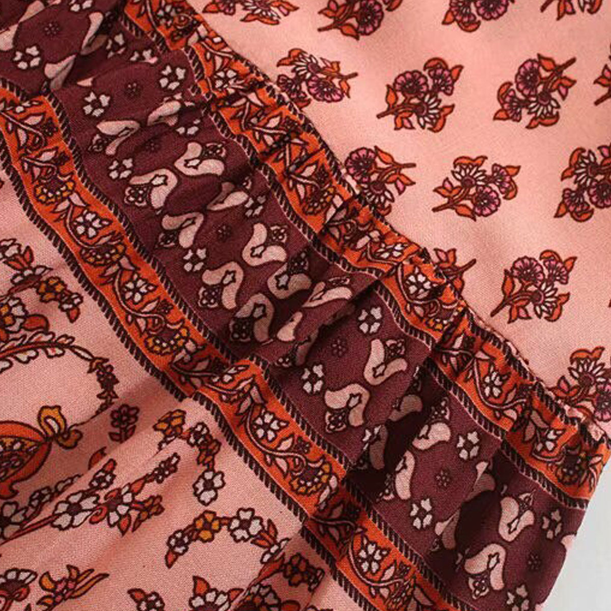 Siesta Rose Boho Floral Print Midi Dress