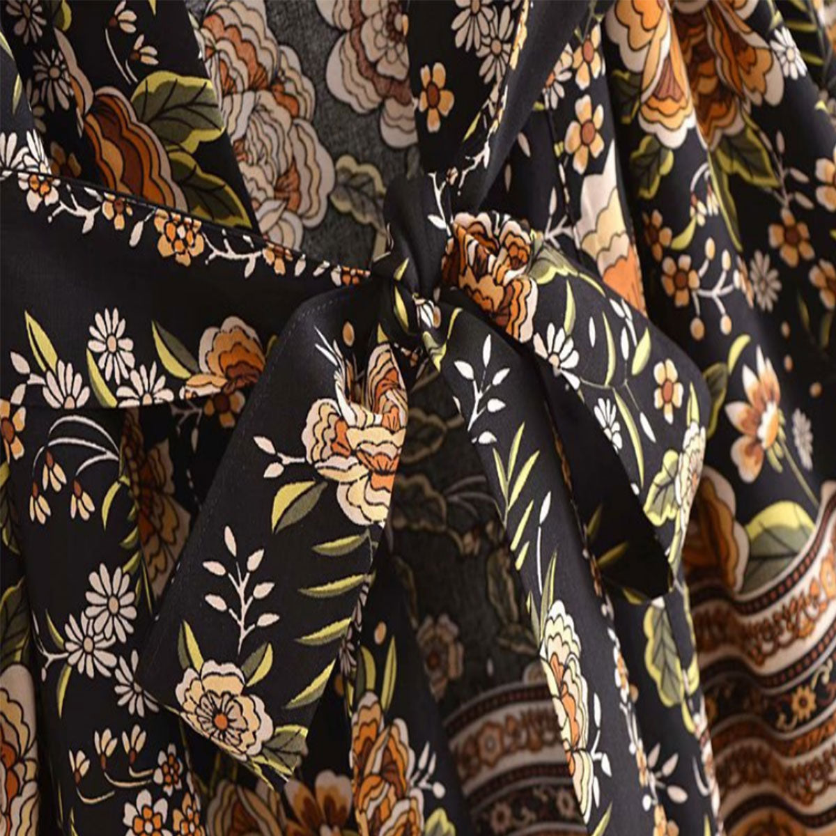 Midnight Pony Boho Floral Print Short Robe