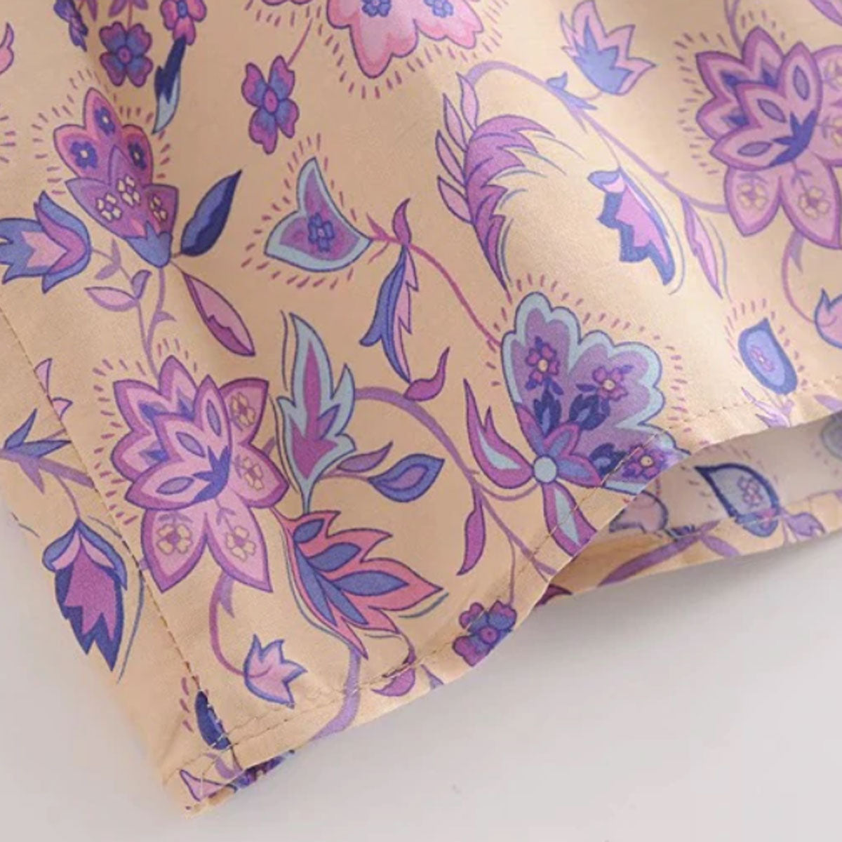 Lavender Falls Boho Floral Print Long Sleeve Blouse