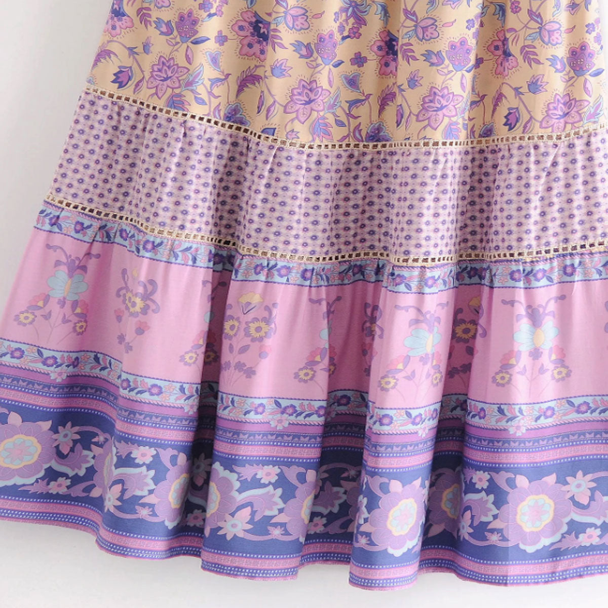 Lavender Falls Floral Print Boho Maxi Skirt