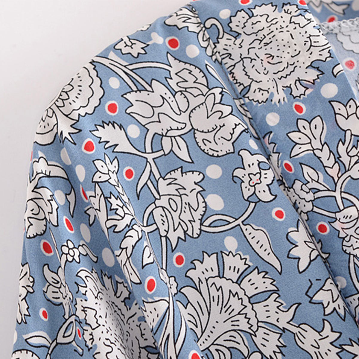 Dayflower Boho Floral Print Short Robe