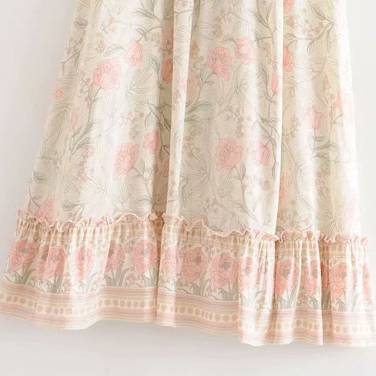 Pearl Blush Floral Print Boho Maxi Skirt