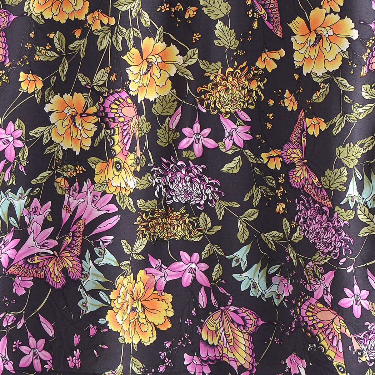 Dark Butterfly Boho Floral Print Long Sleeve Blouse