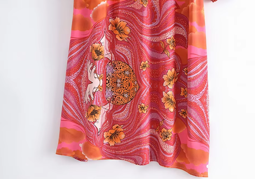 Moonstruck Pink Boho Floral Print Long Sleeve Maxi Dress