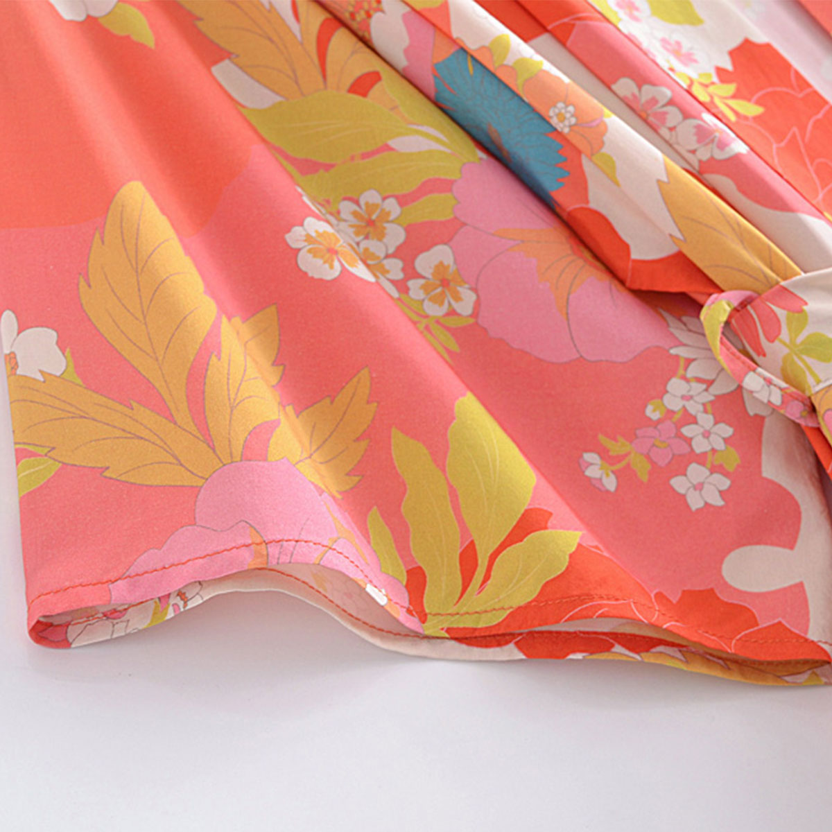 Sun Kissed Pink Boho Floral Print Maxi Robe