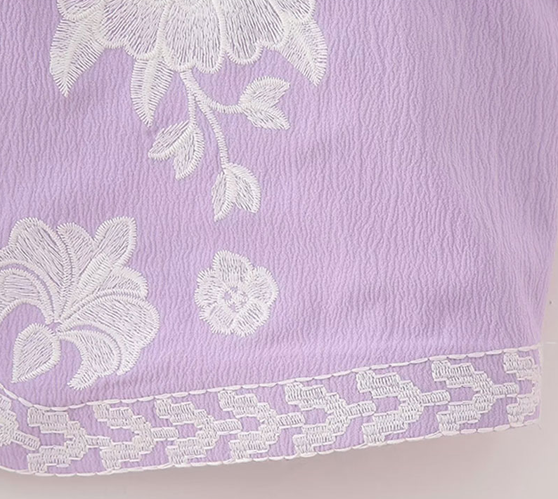 Lavender Blooms Boho Floral Embroidered Vest