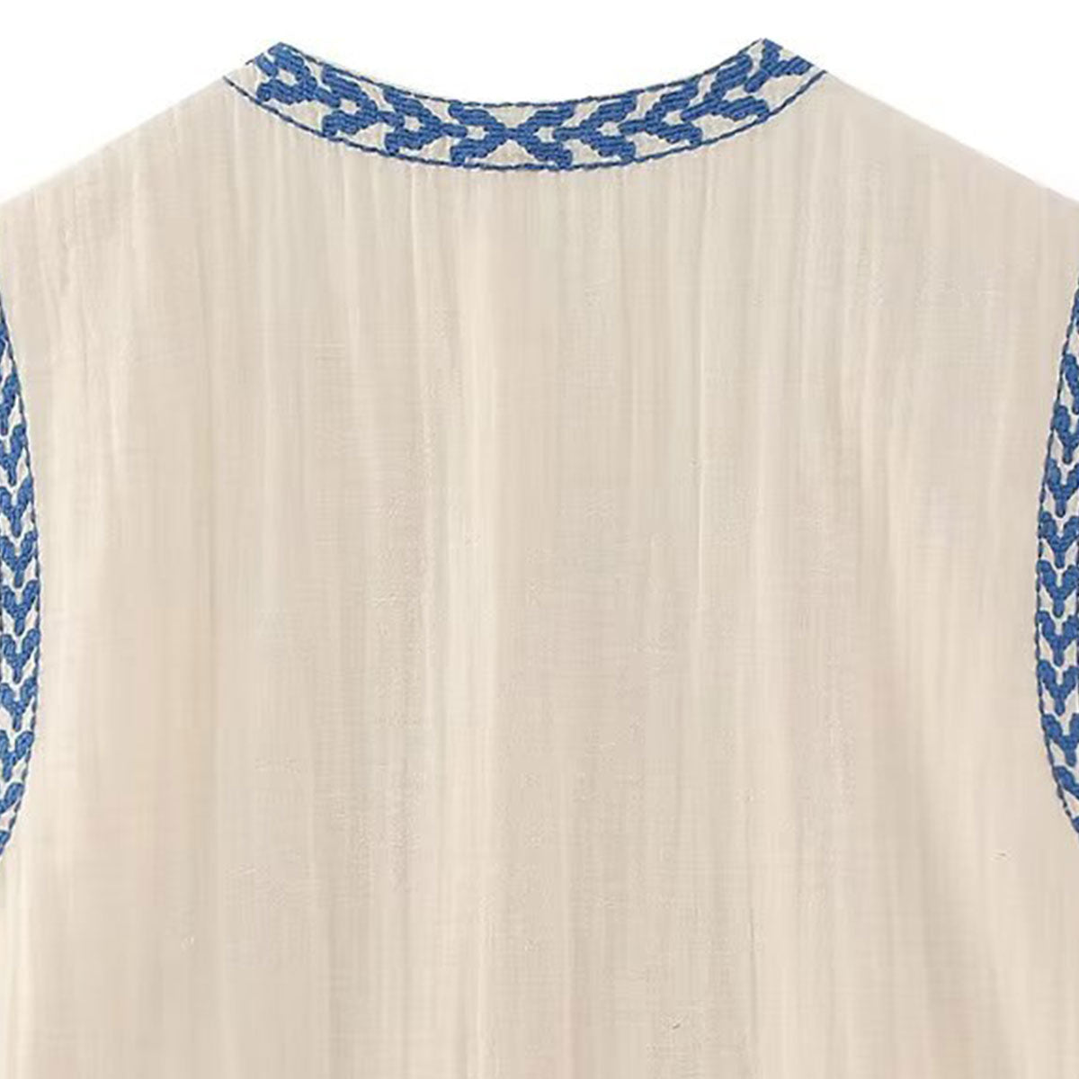 Blue Blooms Boho Floral Embroidered Vest