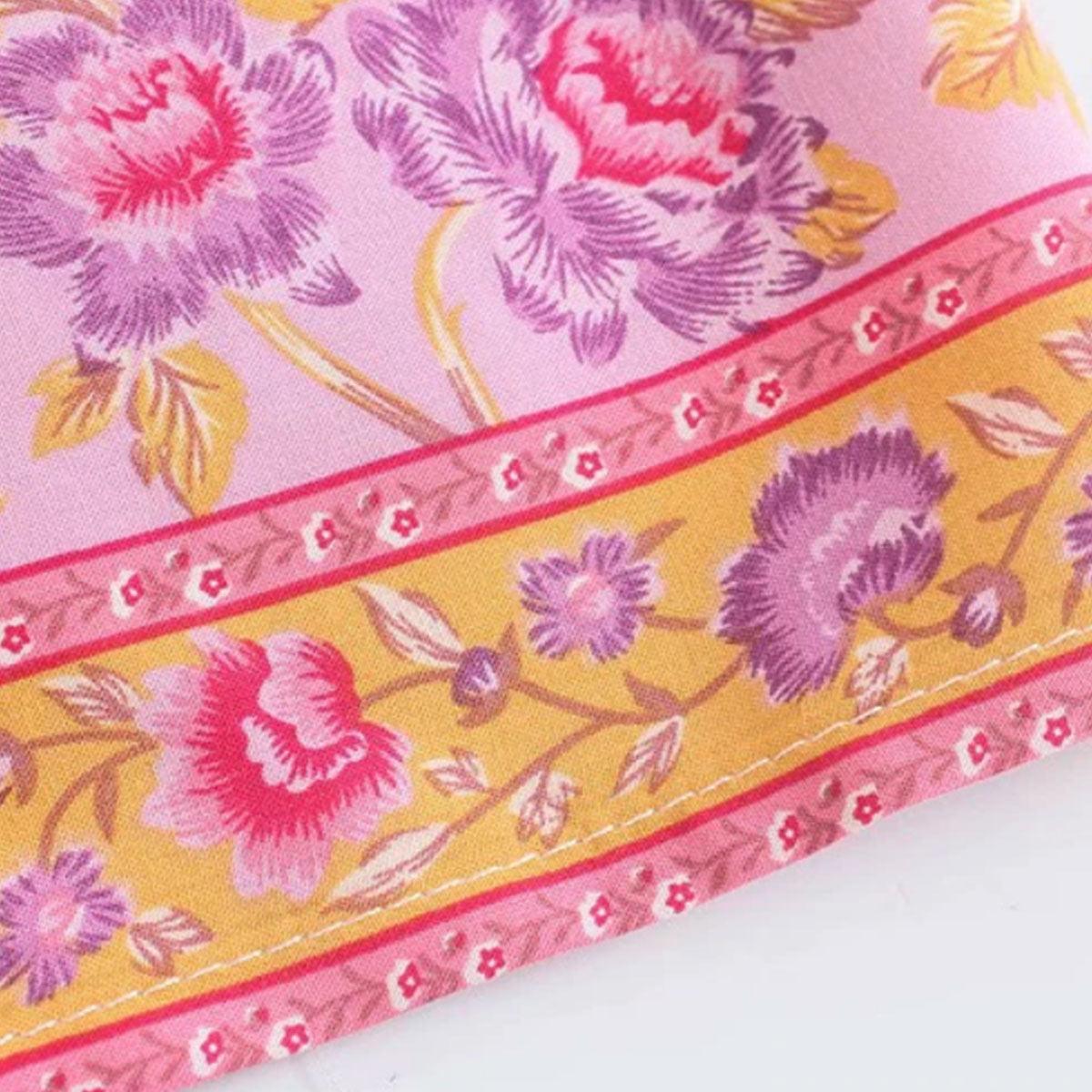 Petal Pink Boho Floral Print Midi Robe