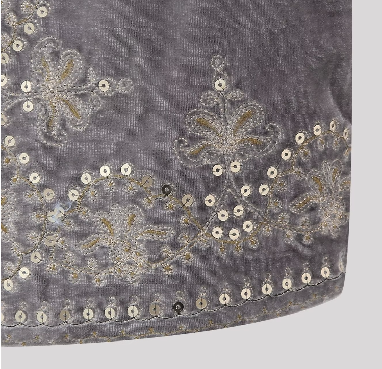 Taupe Boho Sequin Embroidered Vest