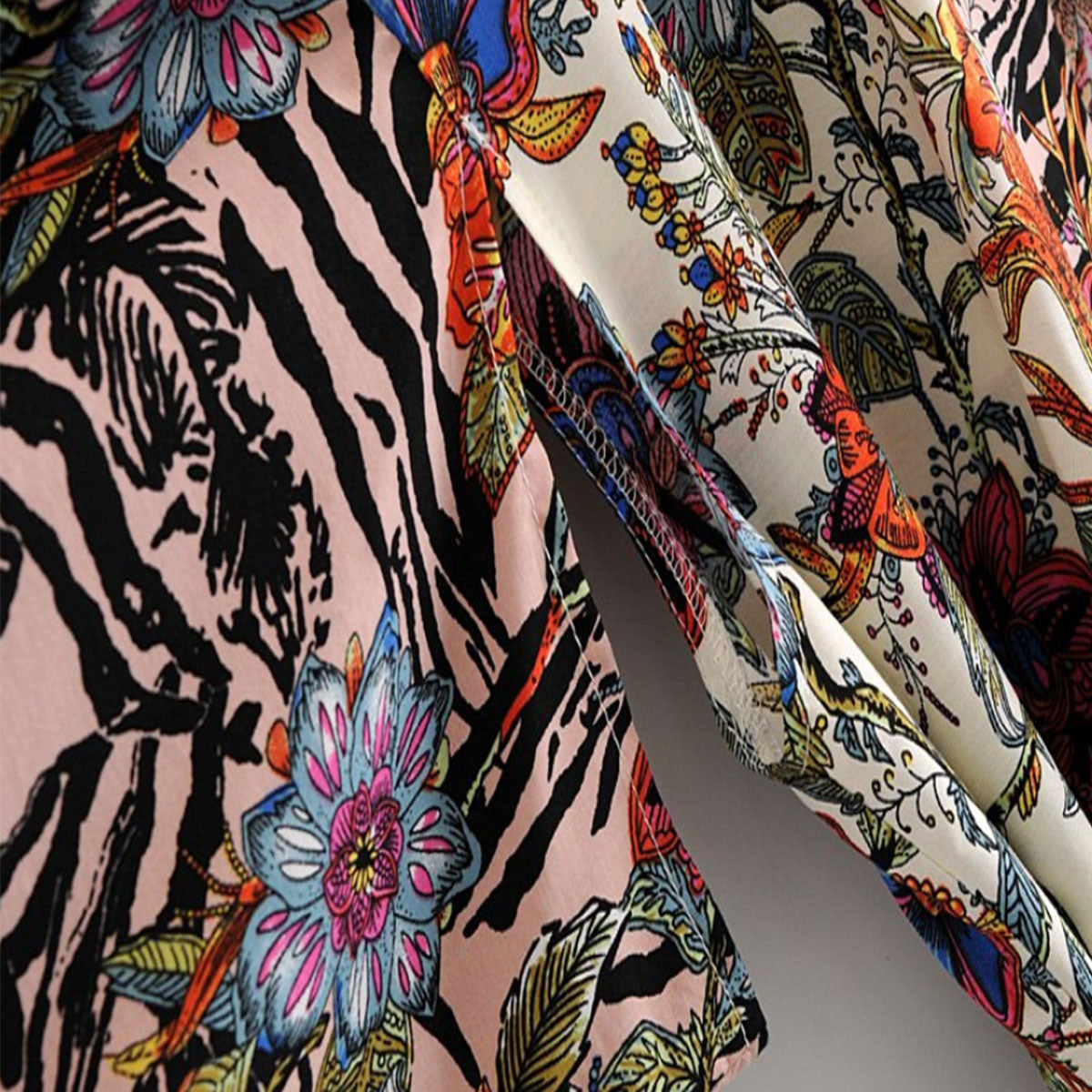 Zebra Print Boho Floral Maxi Robe