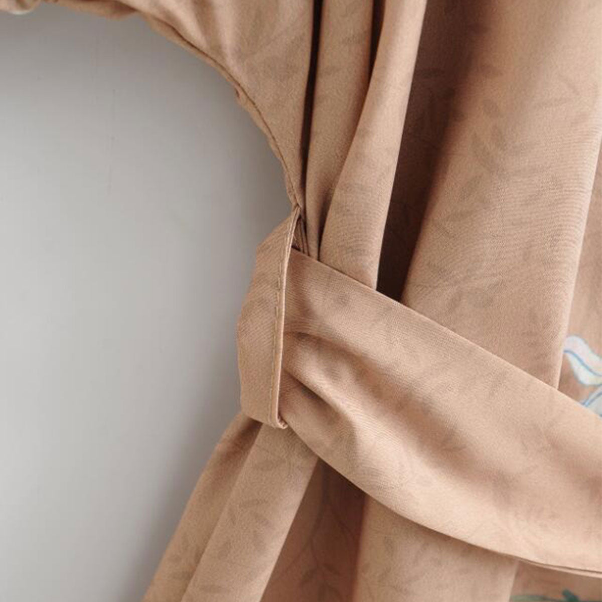 Mesa Tan Peacock Boho Floral Print Short Robe