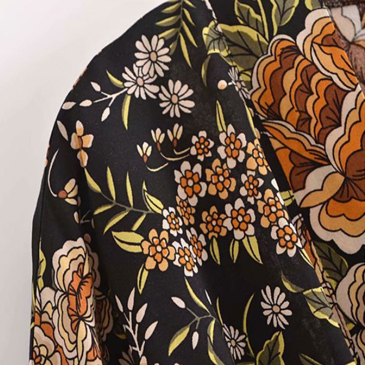 Midnight Pony Boho Floral Print Short Robe