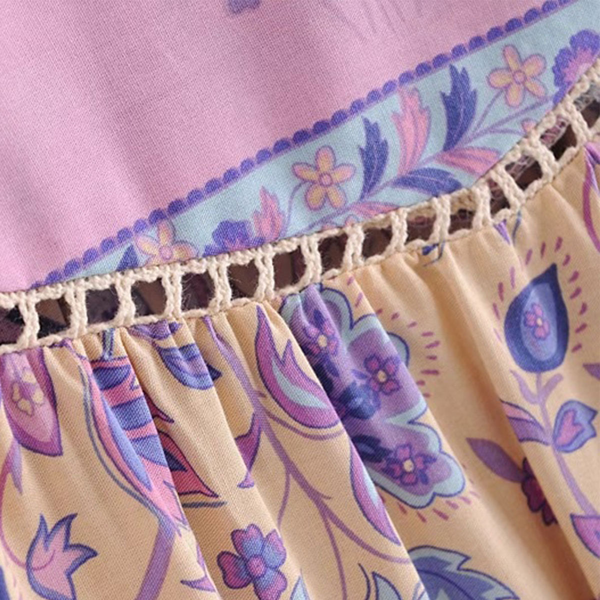 Lavender Falls Boho Floral Print Long Sleeve Blouse