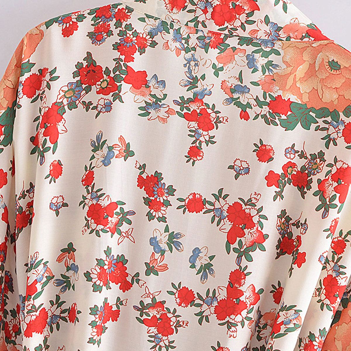 Wedding White Boho Floral Print Short Robe