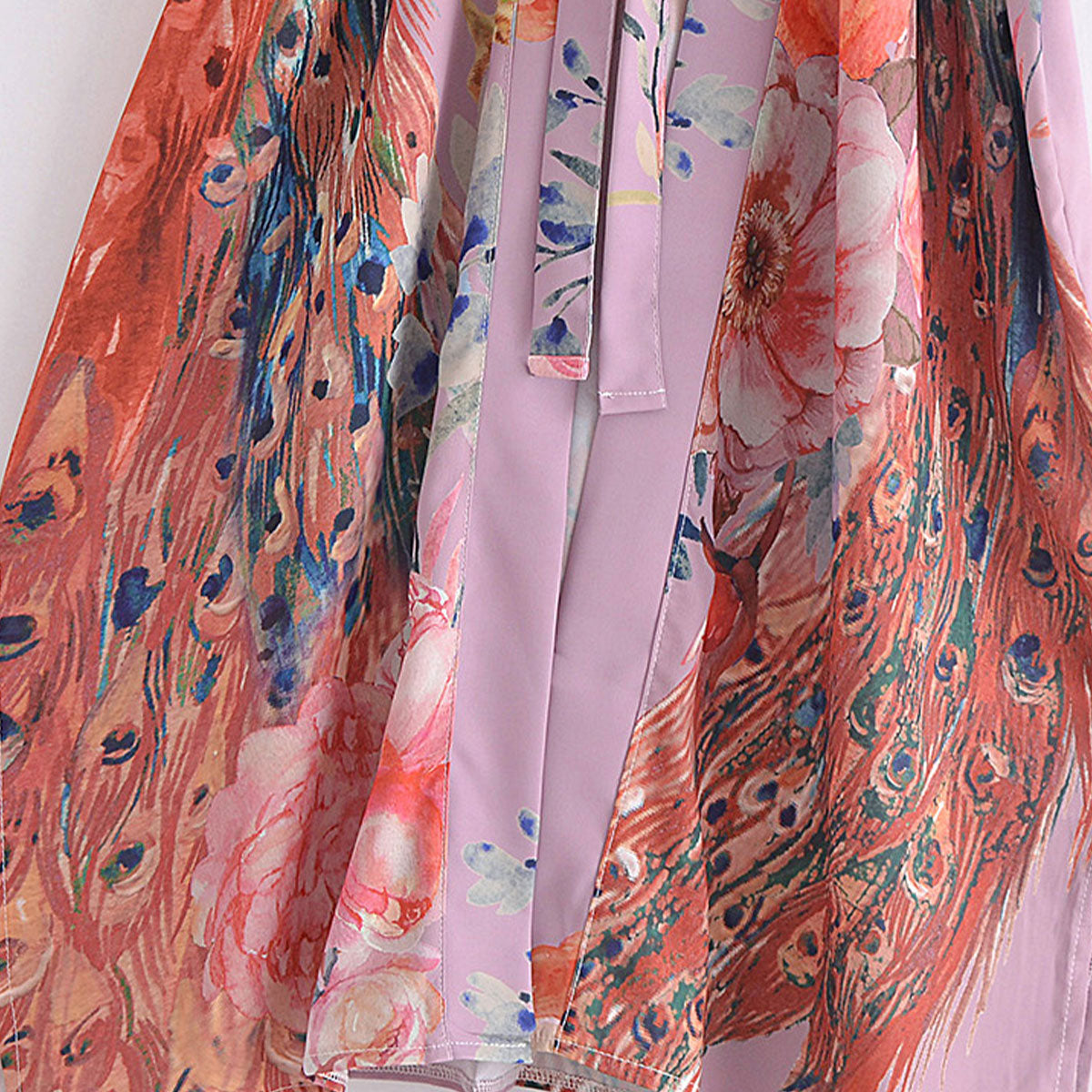 Peacock Dream Boho Floral Print Midi Robe