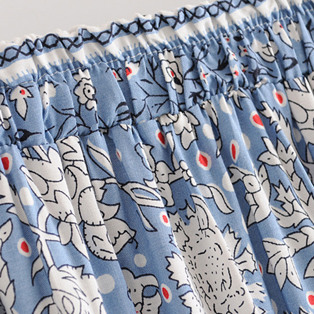 Blue Bliss Boho Floral Print Maxi Skirt