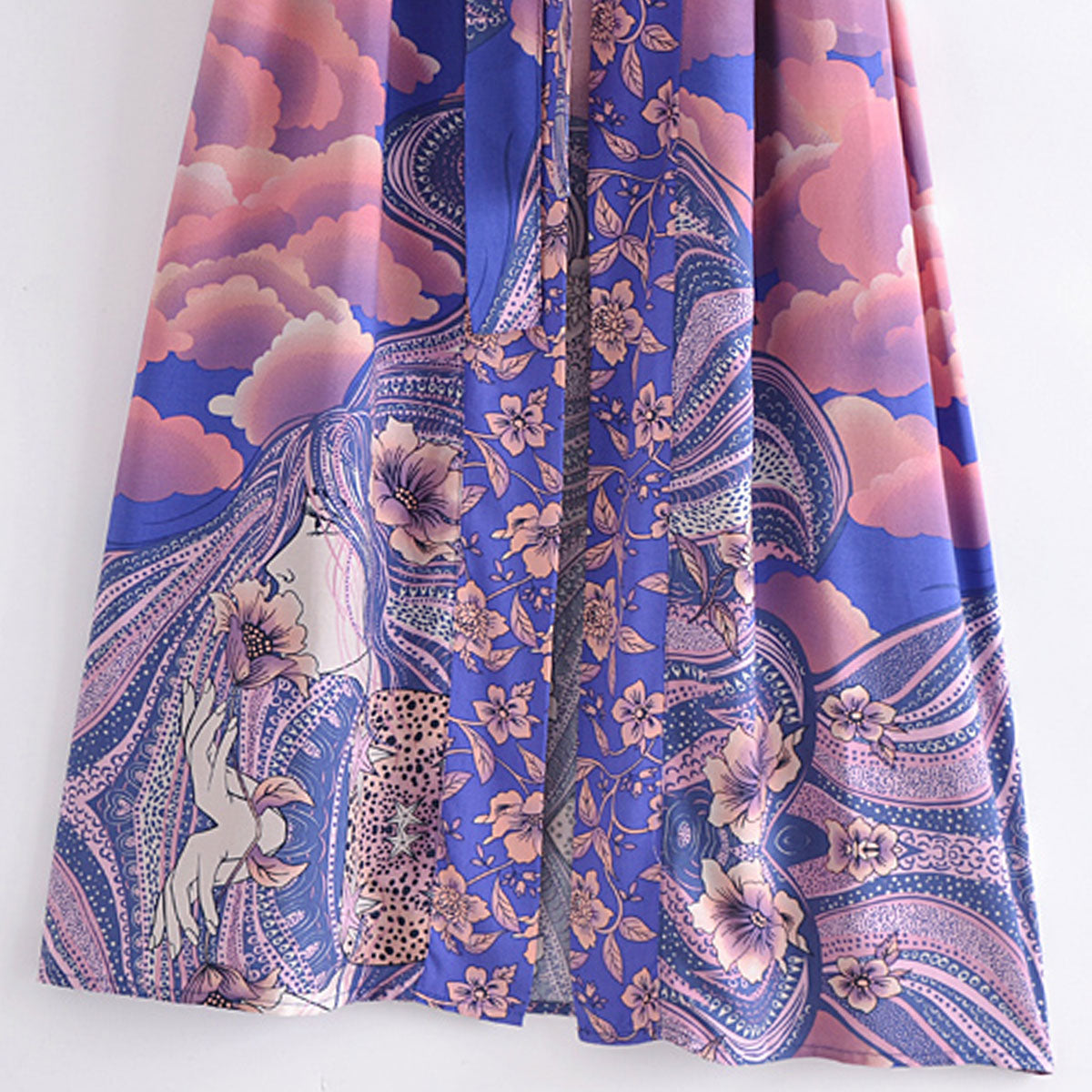 Moonstruck Indigo Goddess Boho Maxi Kimono Robe