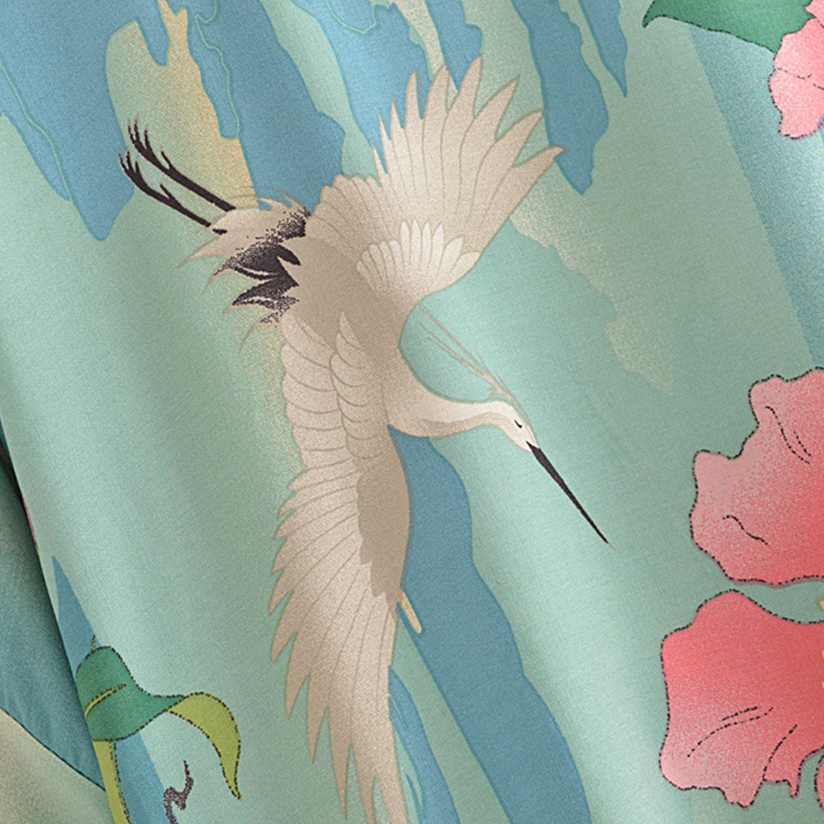 Moonlight Crane Boho Floral Print Crop Top