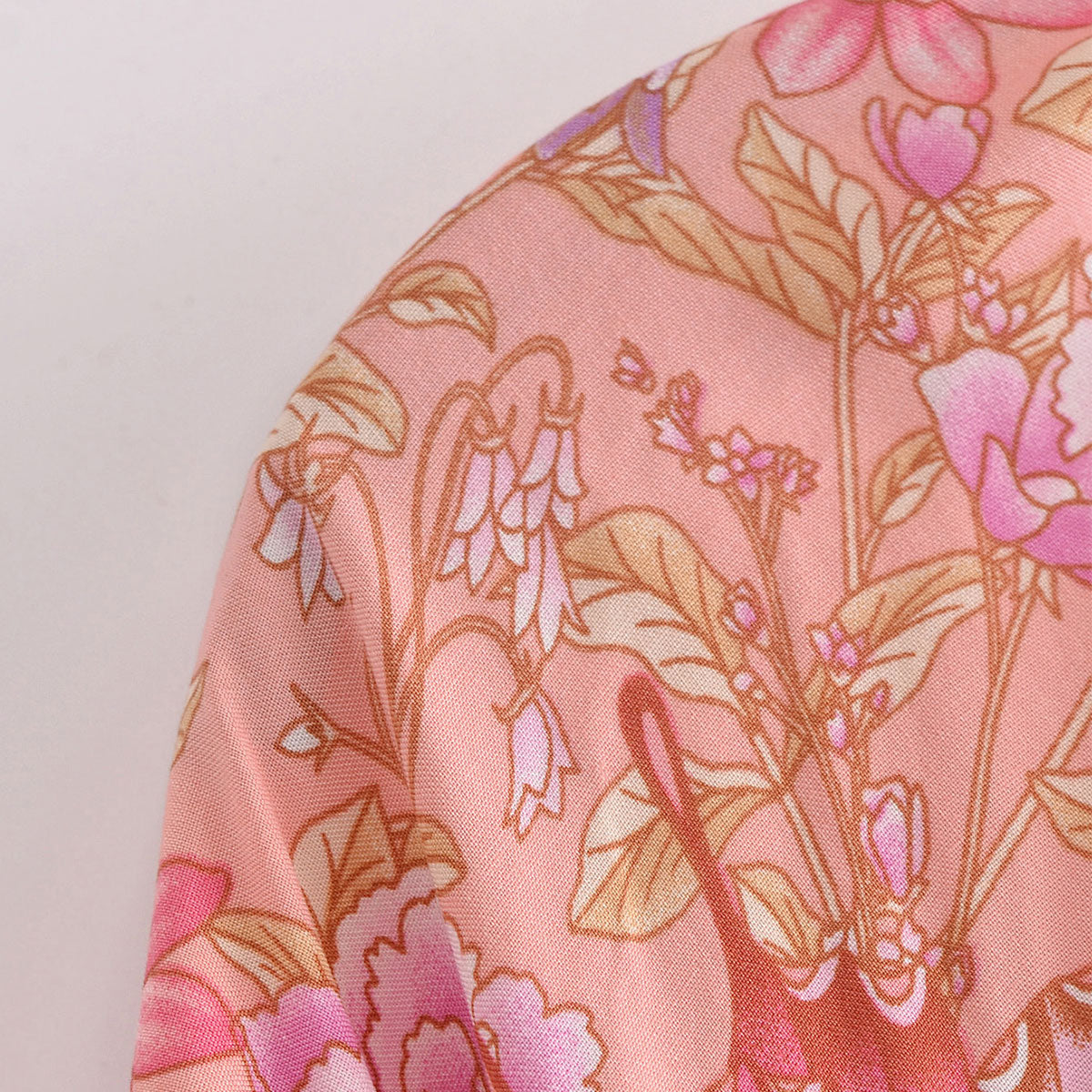 Pretty Pink Butterfly Boho Floral Print Mini Dress