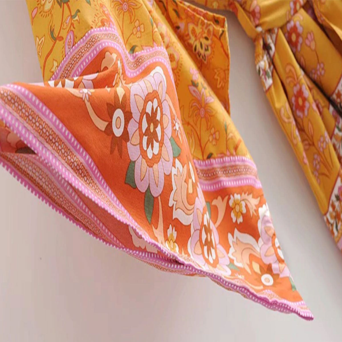 Golden Orange Boho Short Robe