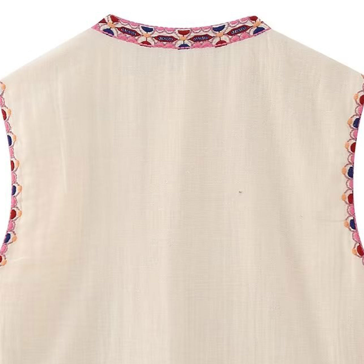 Pink Blooms Boho Floral Embroidered Vest