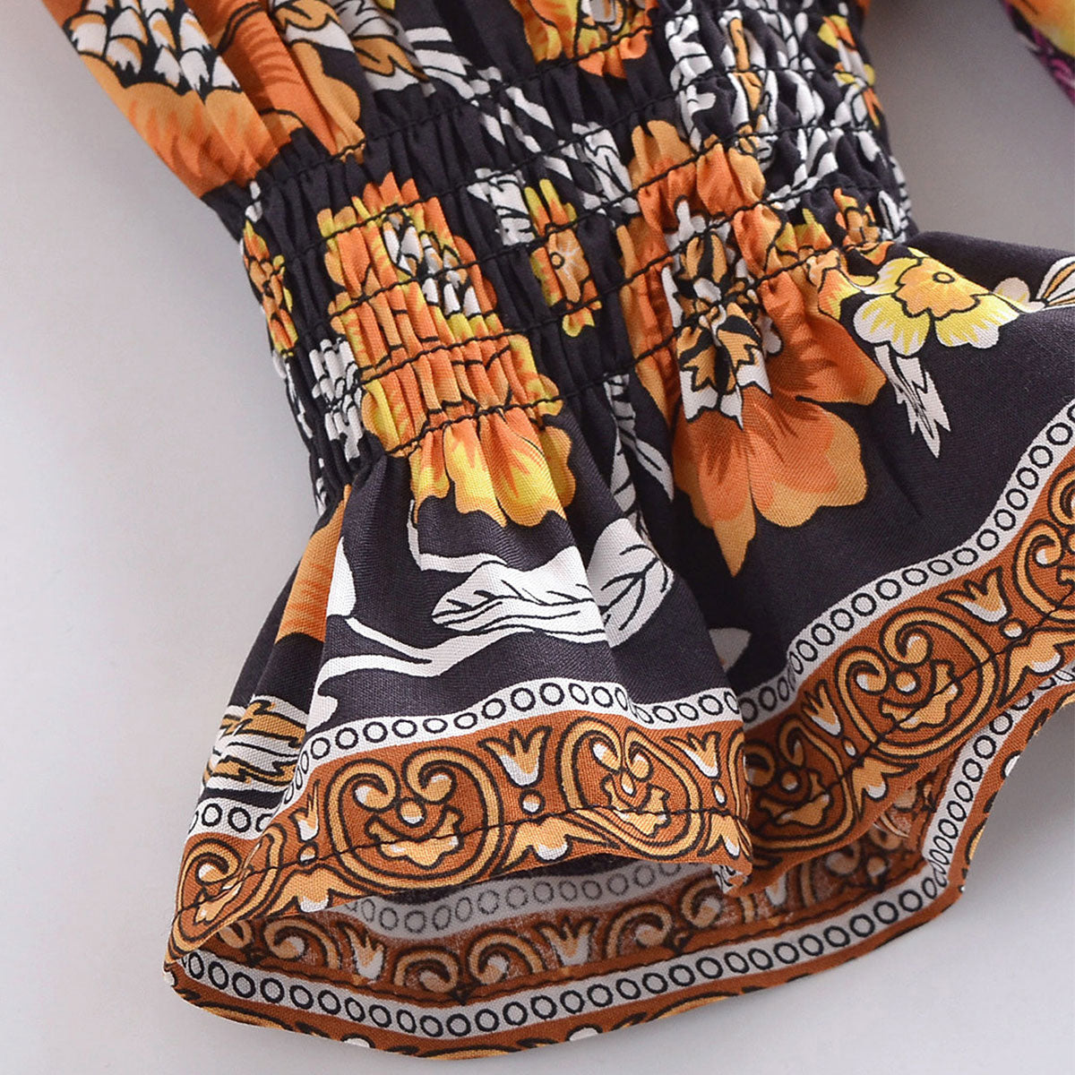 Dark Butterfly Boho Floral Print Long Sleeve Blouse