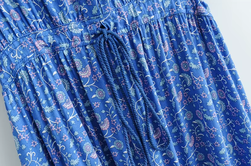 Whispering Willow Boho Floral Print Maxi Dress