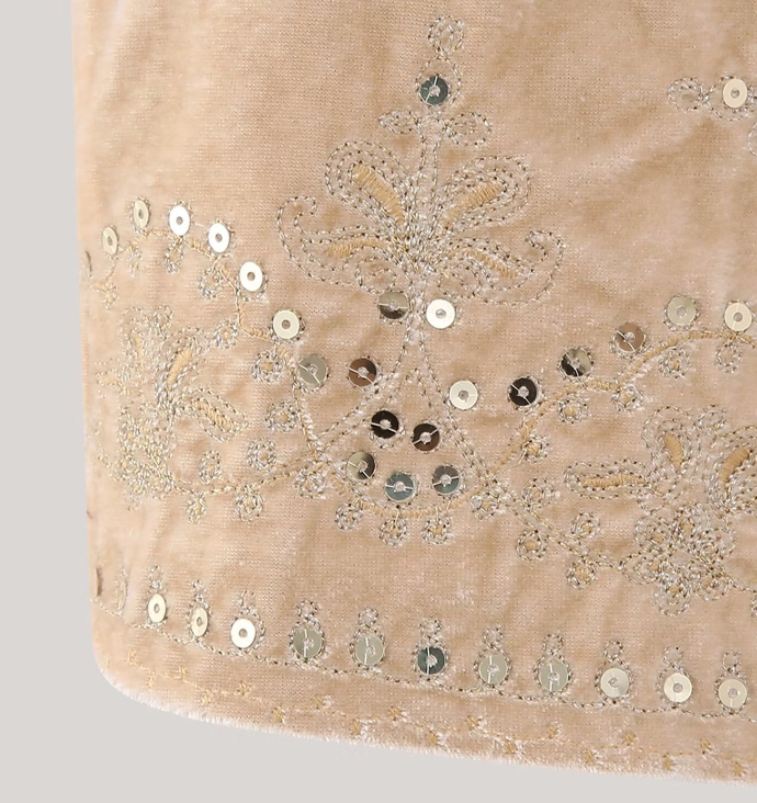 Cream Boho Sequin Embroidered Vest