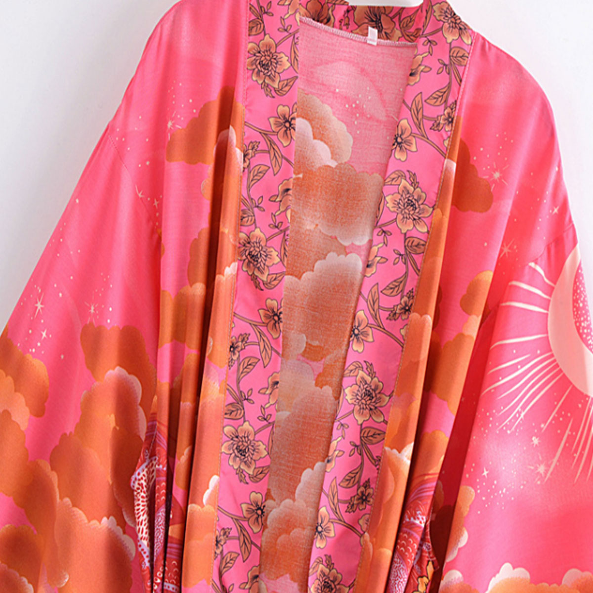 Moonstruck Pink Goddess Boho Kimono Maxi Robe