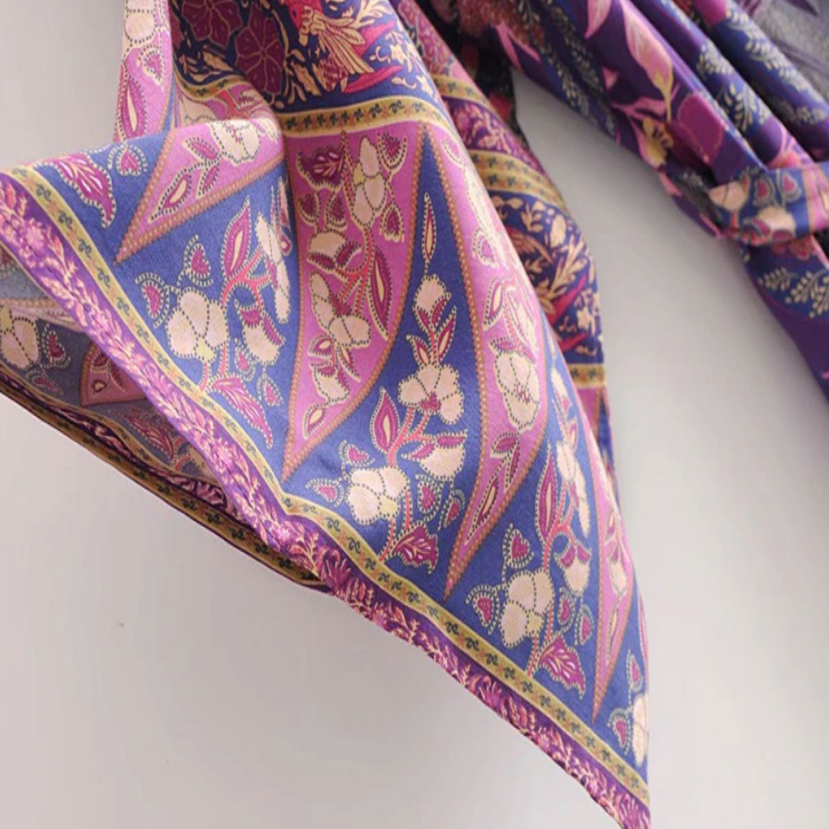 Violet Purple Boho Floral Print Maxi Robe