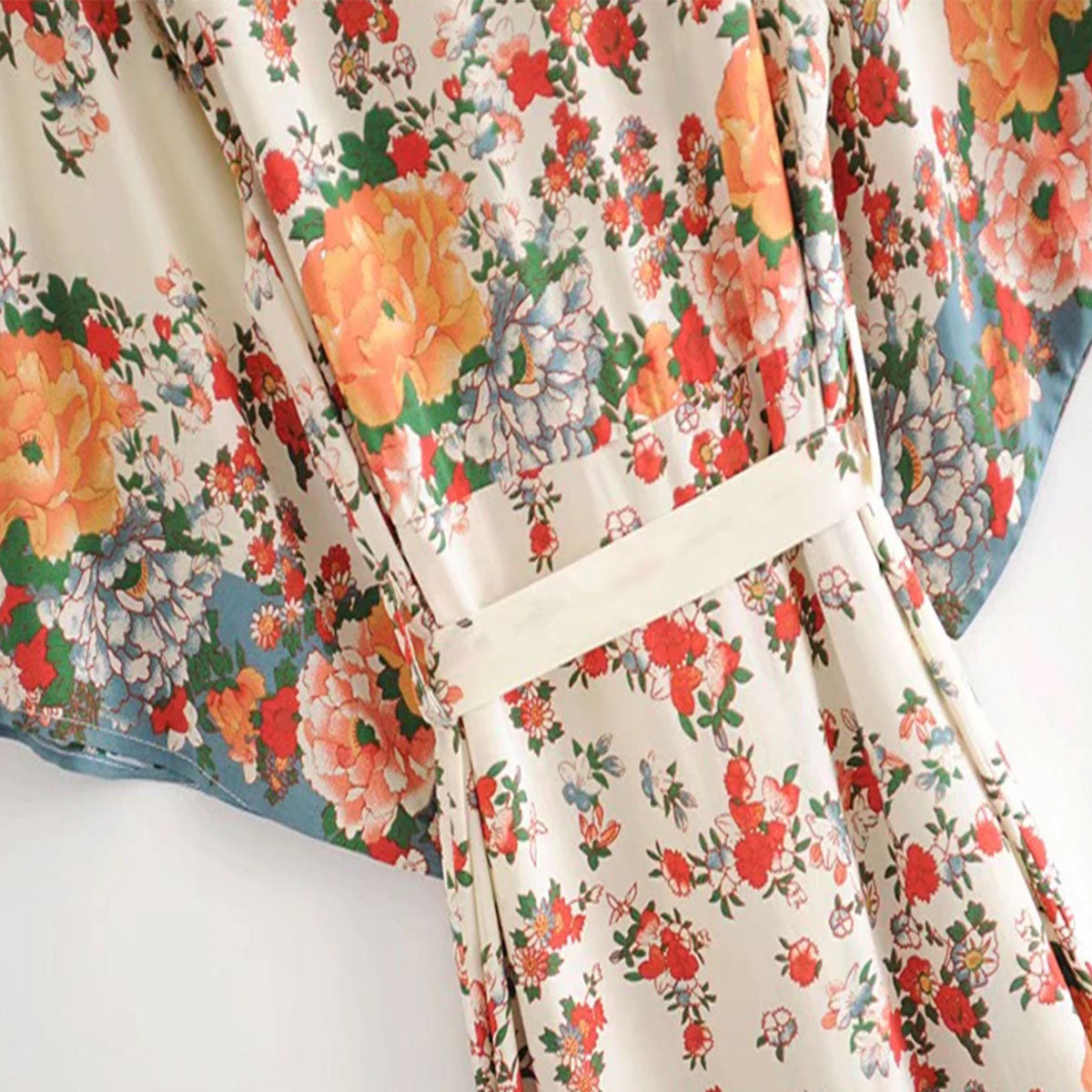 Wedding White Boho Floral Print Maxi Robe