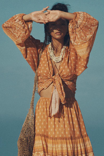 Sienna Sands Floral Print Boho Maxi Skirt