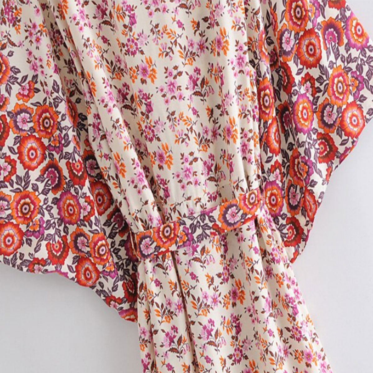 Poppy Blossom Boho Floral Print Maxi Robe