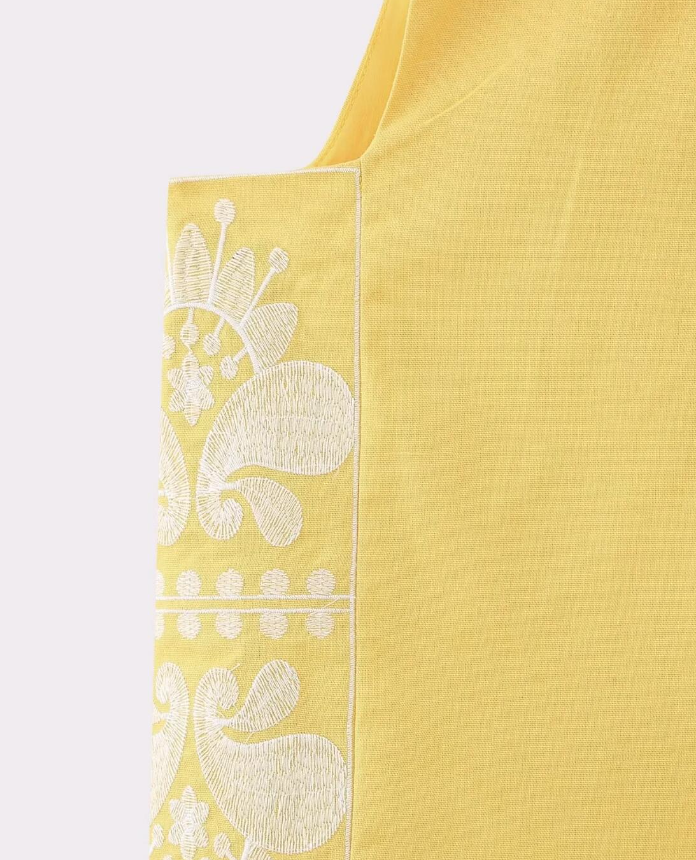 Yellow Boho Floral Embroidered Vest