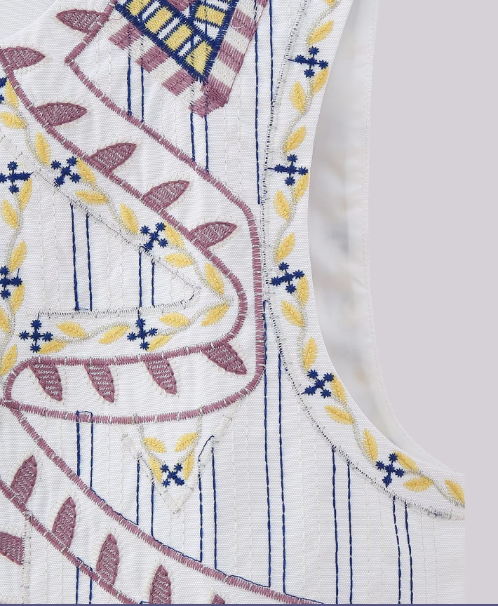 White Boho Floral Embroidered Vest