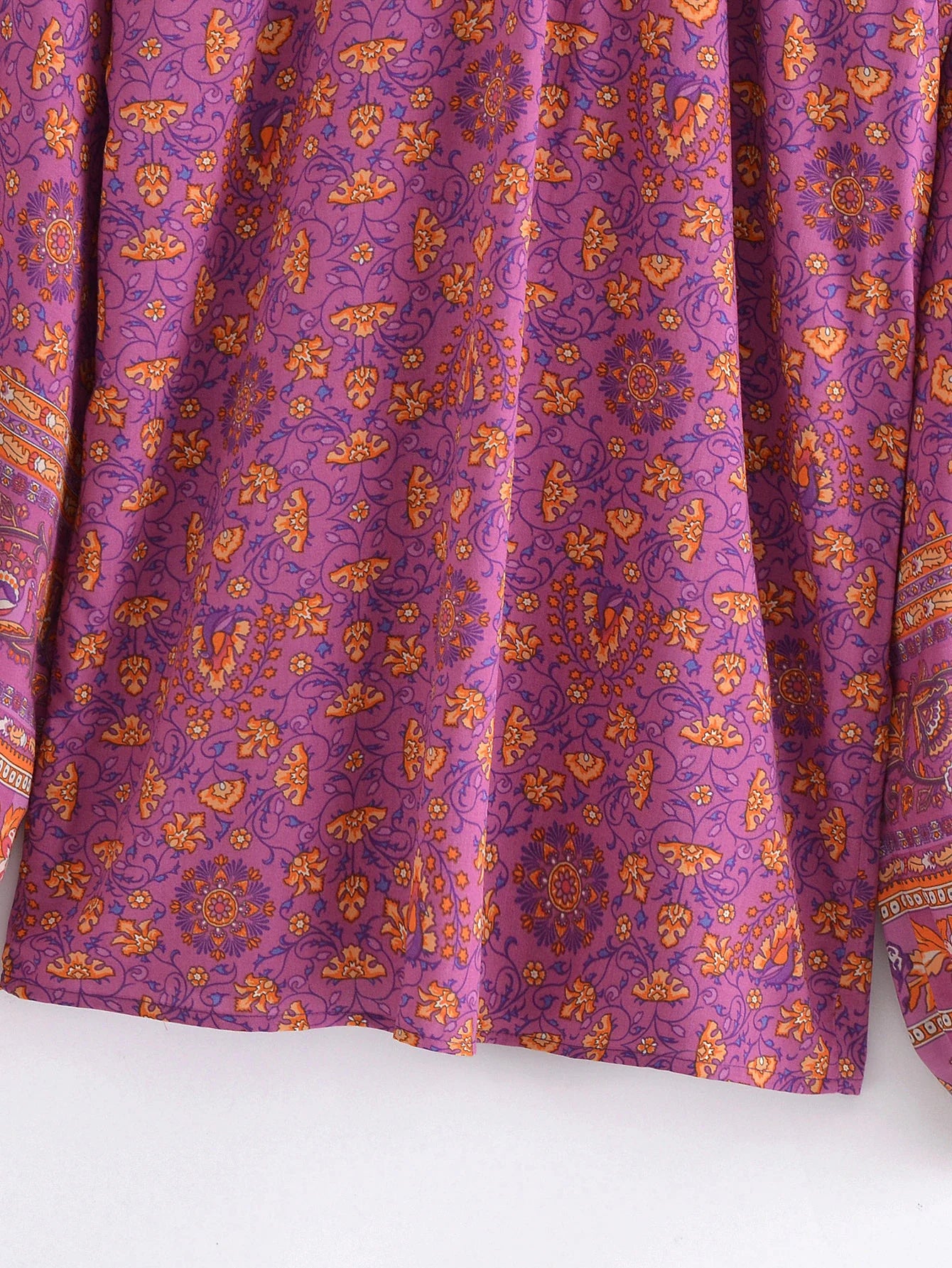 Forever Fuchsia Boho Floral Print Long Sleeve Blouse